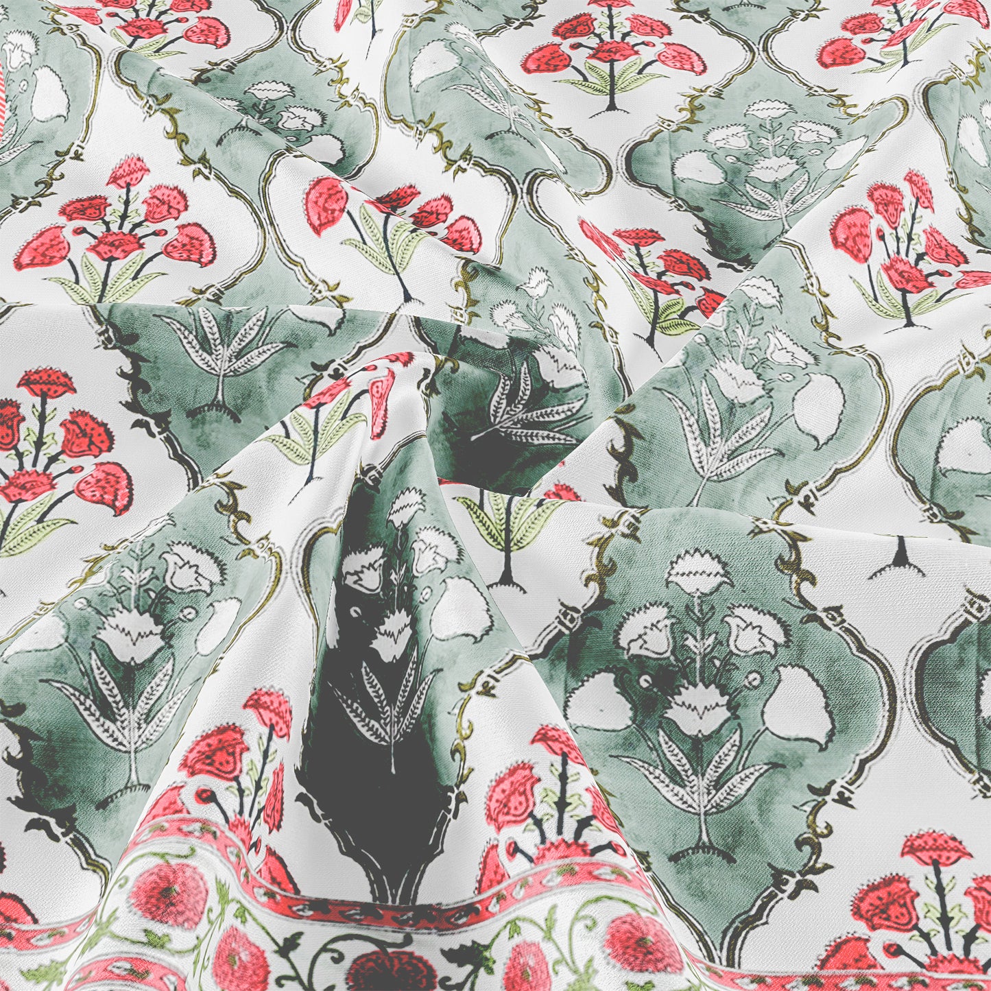 Cotton Blanket - Single Dohar ( 60 x 90 Inches) Grey Red Floral
