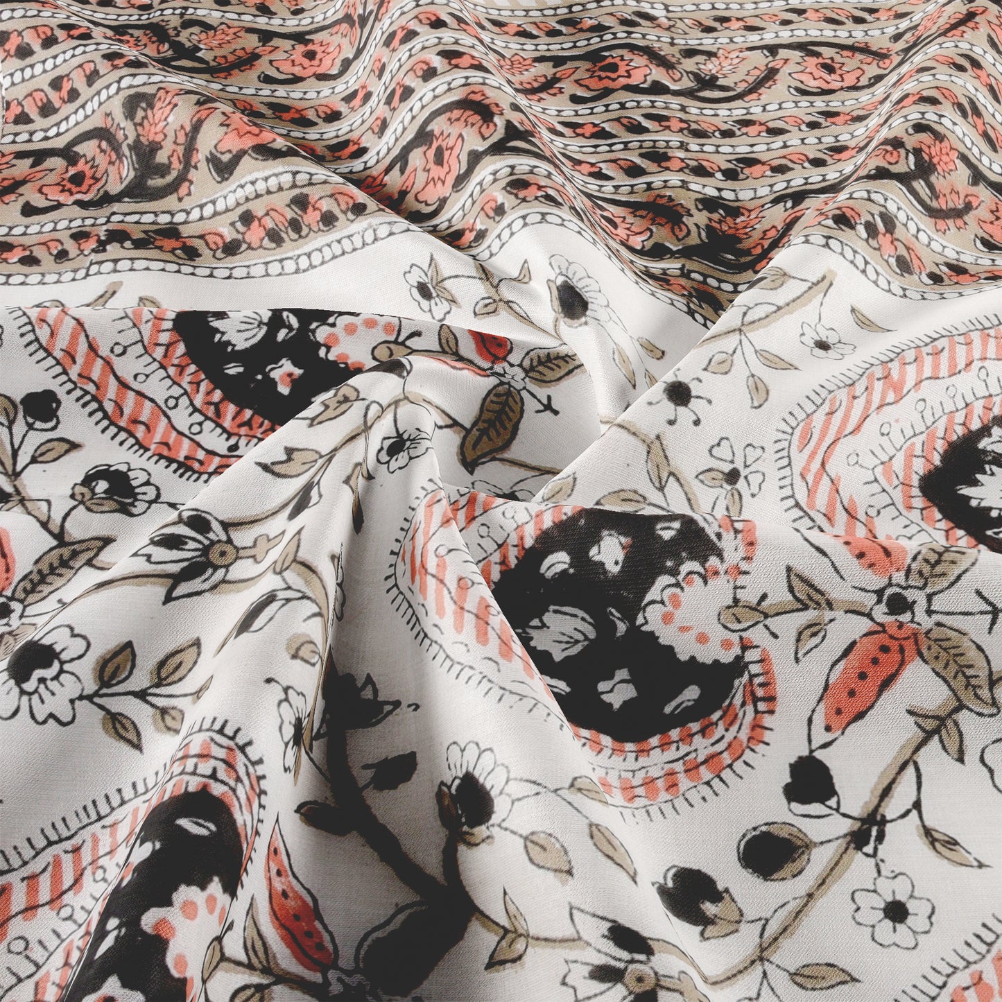 Cotton Blanket - Single Dohar ( 60 x 90 Inches) Orange-Grey Floral