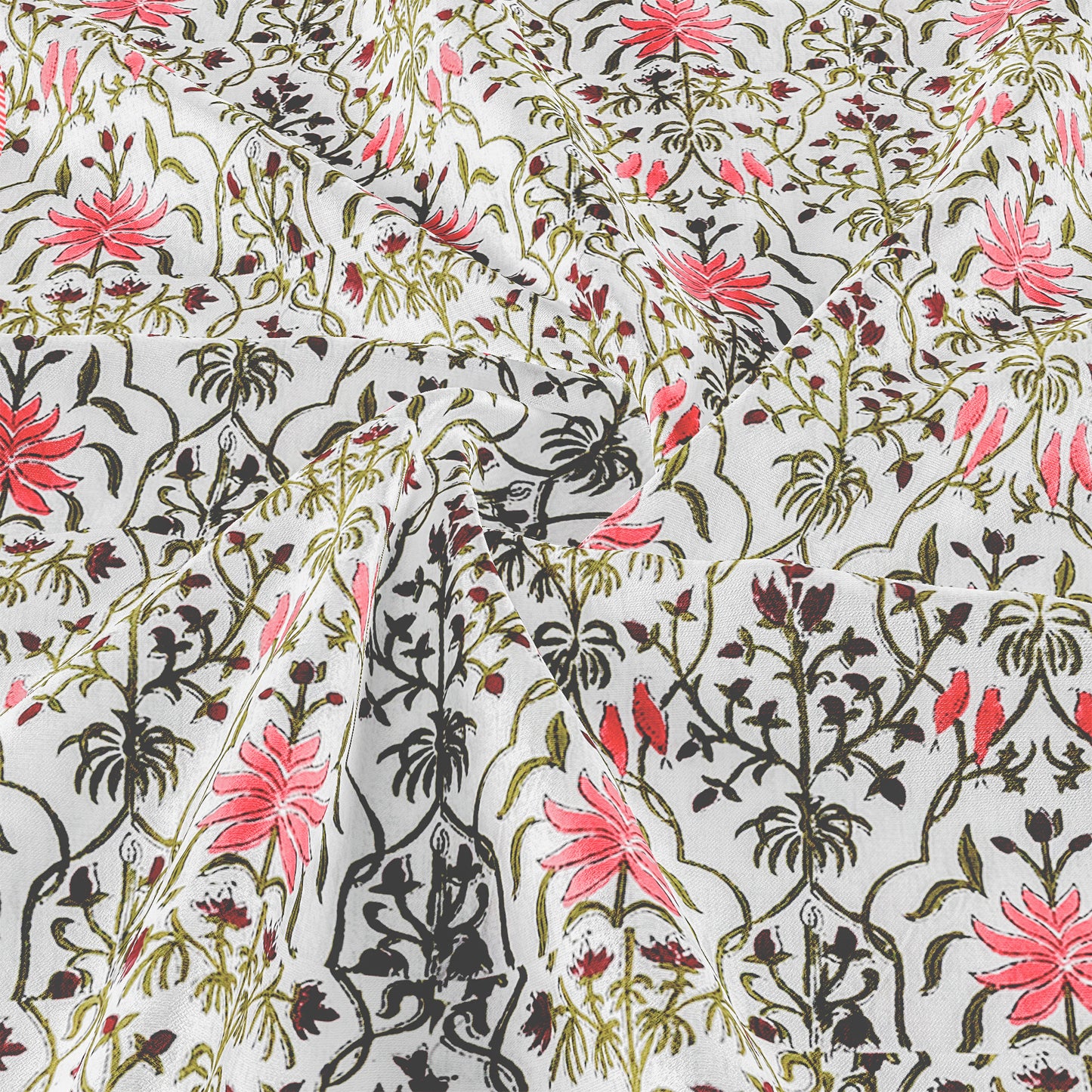 Cotton Blanket - Single Dohar ( 60 x 90 Inches) Grey Red Floral