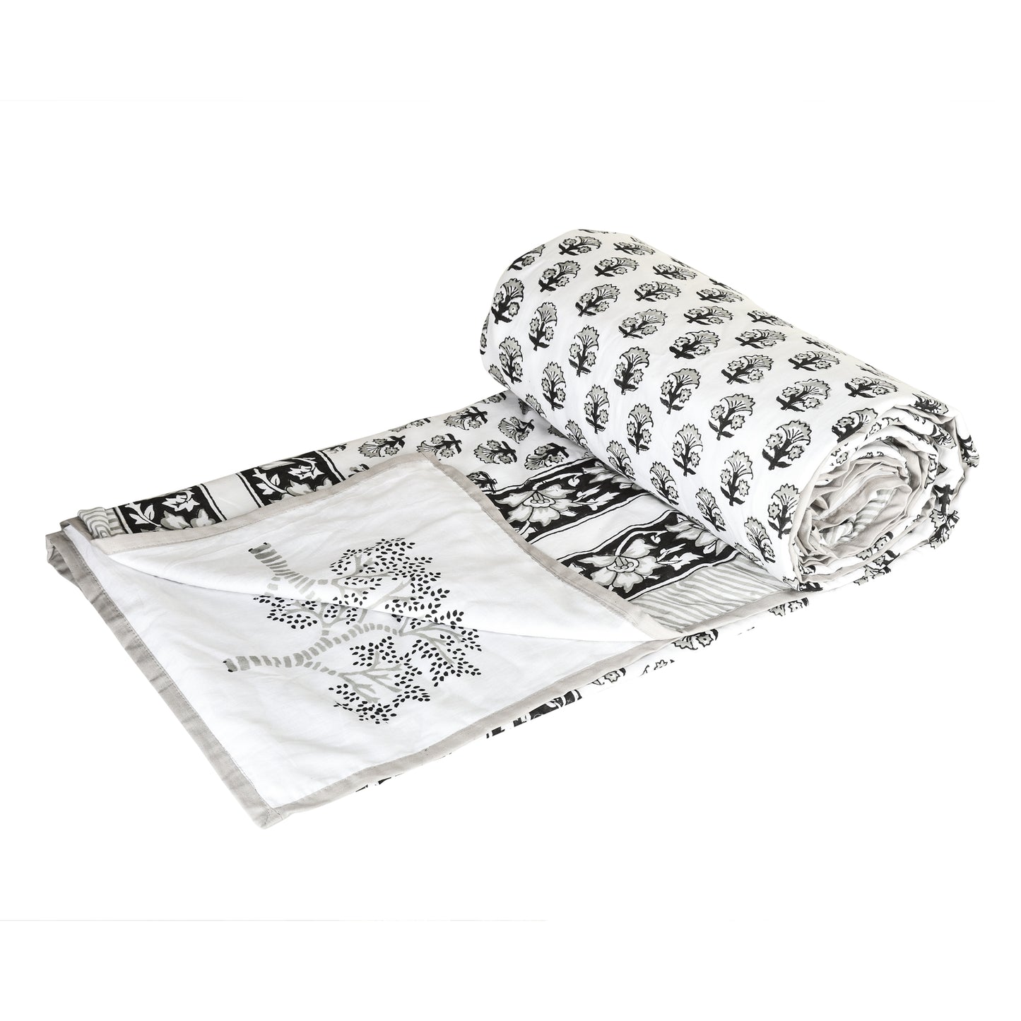 Cotton Blanket - Single Dohar ( 60 x 90 Inches) Grey Tree