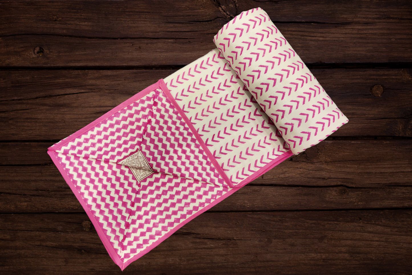 Cotton Blanket - Single Dohar ( 60 x 90 Inches) Orange-Pink Floral
