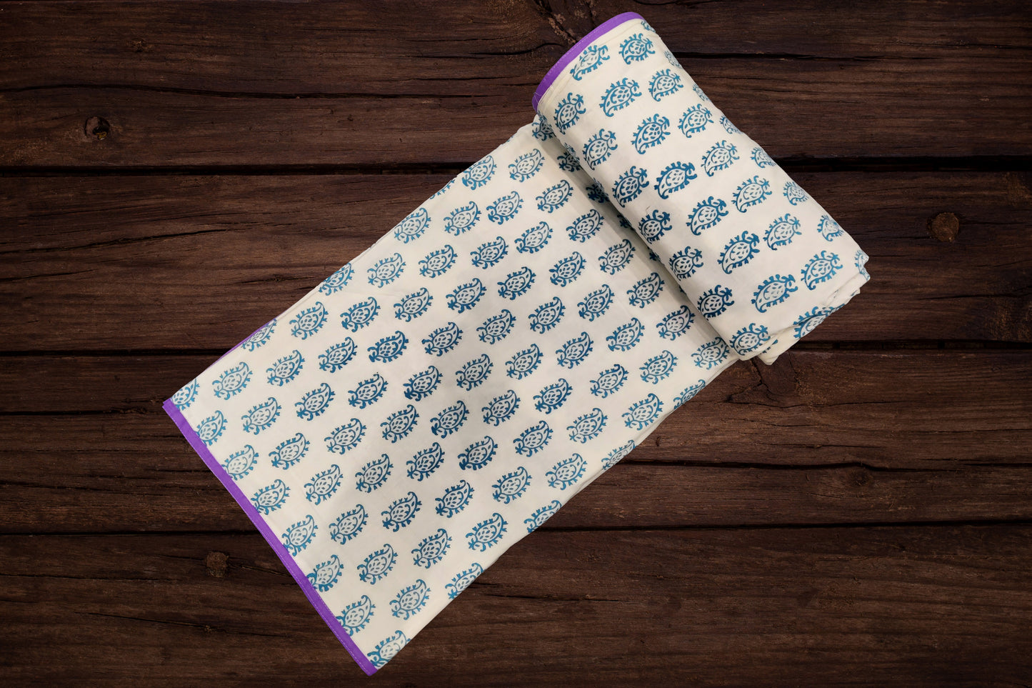 Cotton Blanket - Single Dohar ( 60 x 90 Inches) Purple Blue Flower