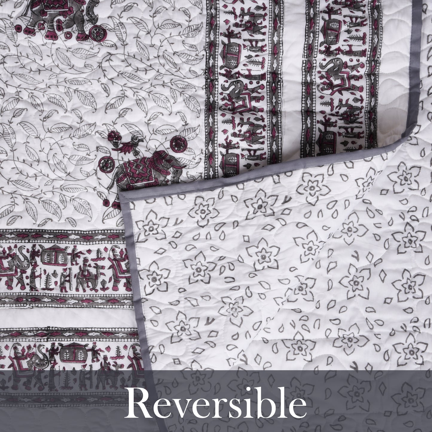 Single bed pure cotton quilted lightweight hand printed blanket (Duvet / comforter 60 x 90 Inches)