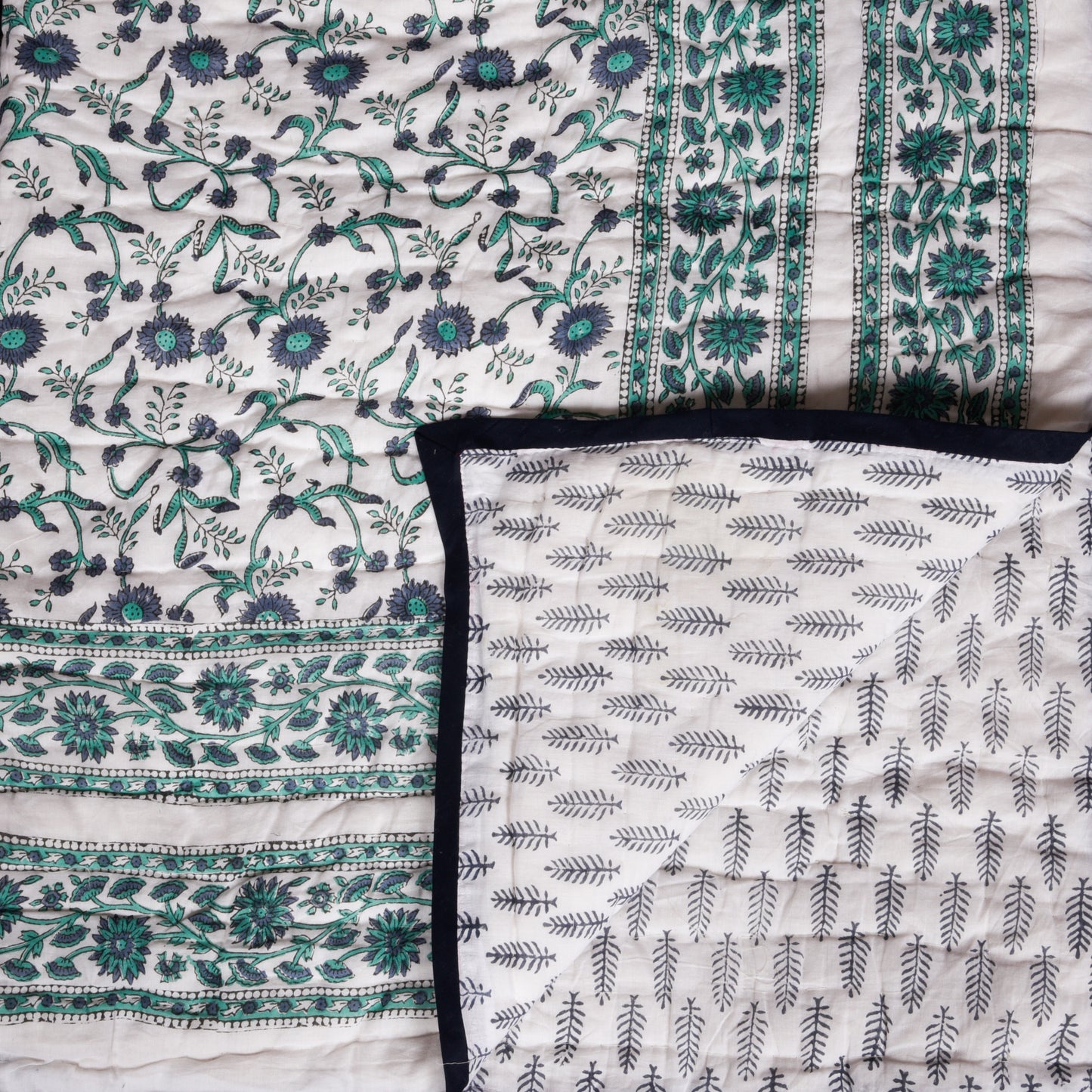 Single bed pure cotton block print quilt (Rajai) Winter blanket (60 x 90 Inches)