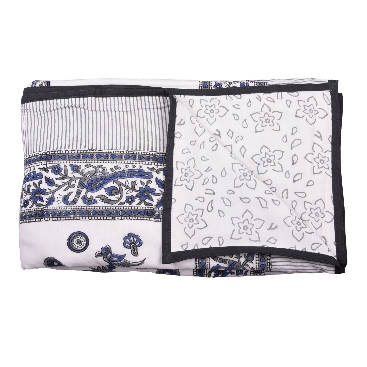 Cotton Blanket - Single Dohar ( 60 x 90 Inches) Blue Grey Elephant
