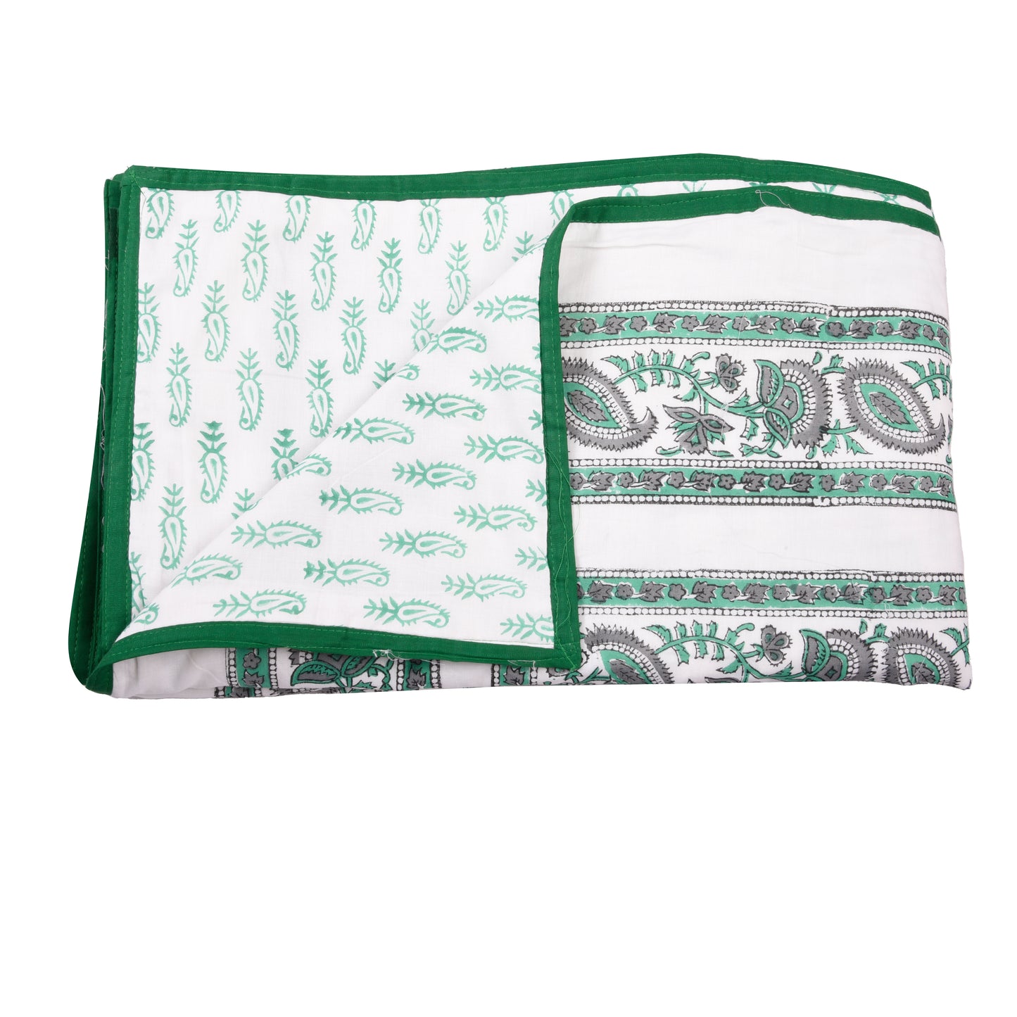 Cotton Blanket - Single Dohar ( 60 x 90 Inches) Green Bouquet