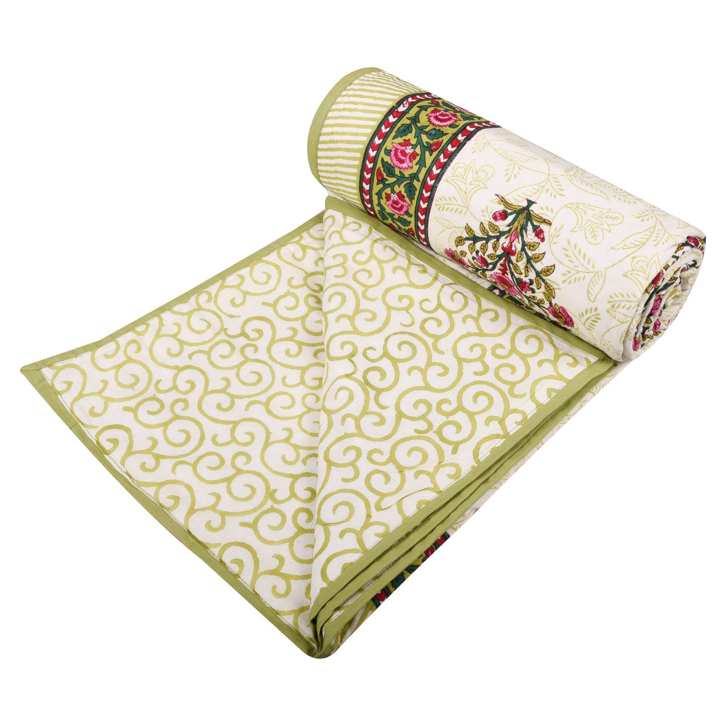 Cotton Blanket - Single Dohar ( 60 x 90 Inches) mustard Pink Bouquet