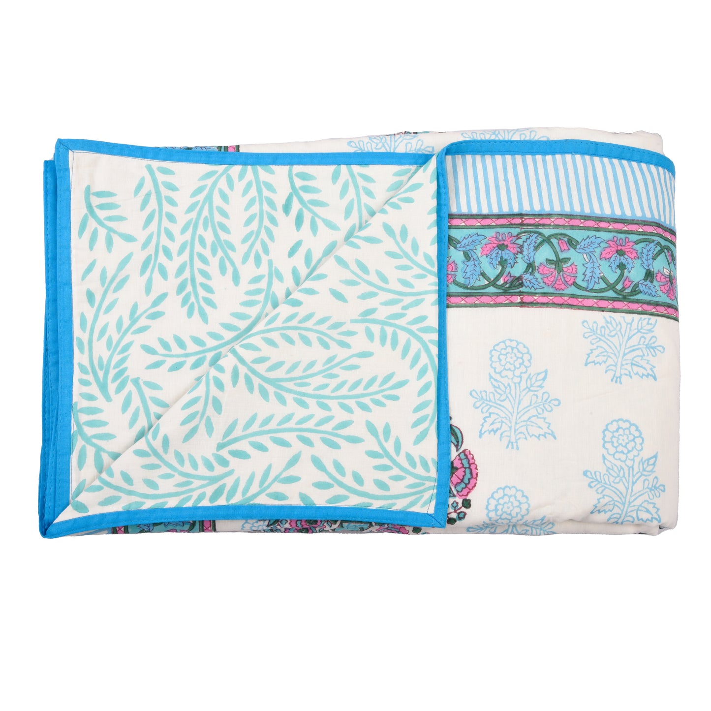 Cotton Blanket - Single Dohar ( 60 x 90 Inches) Blue Purple Bouquet
