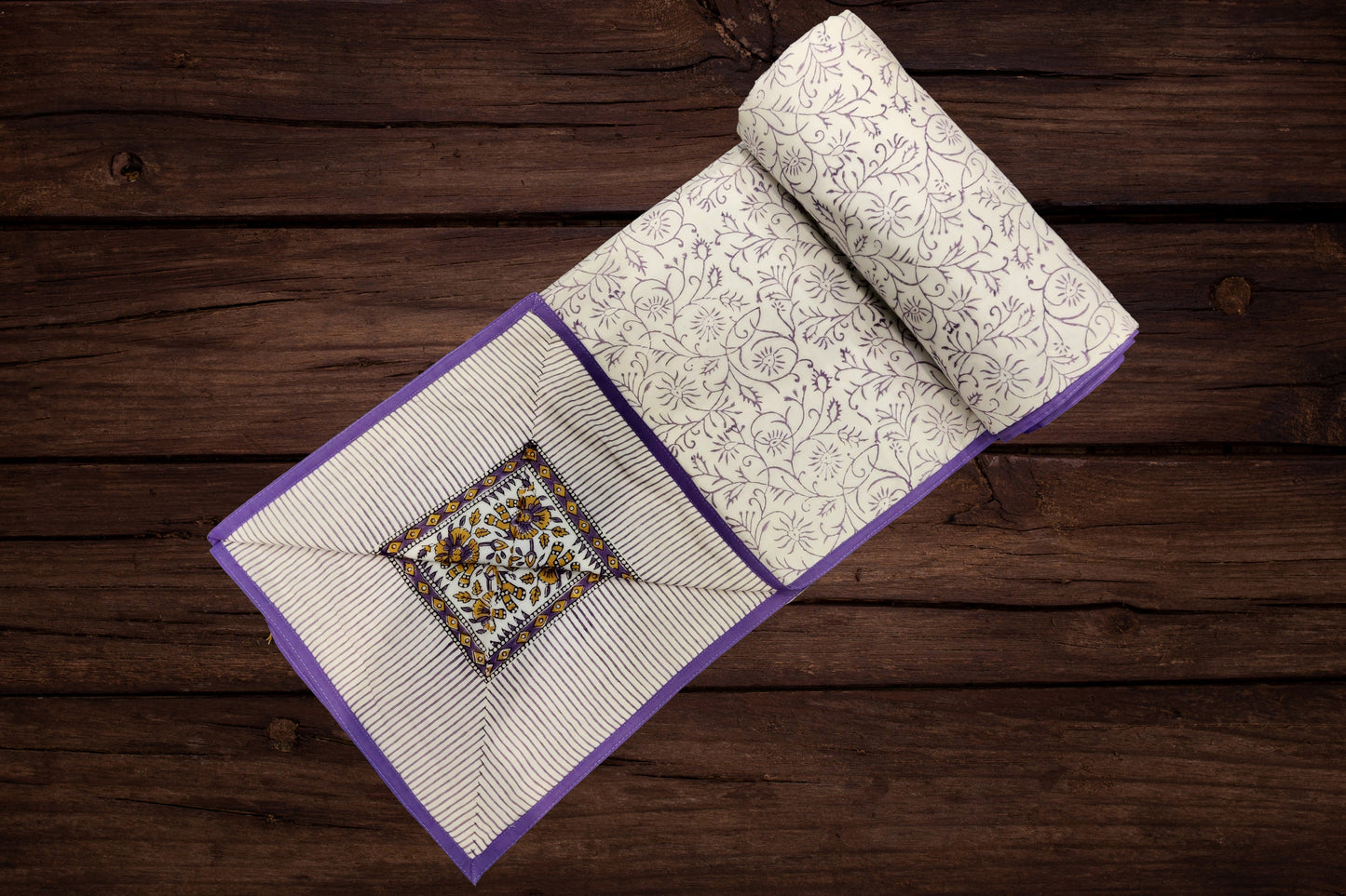Cotton Blanket - Single Dohar ( 60 x 90 Inches) Orange Purple Elephant