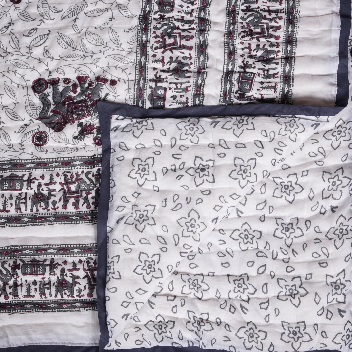 Single bed pure cotton block print quilt (Rajai) Winter blanket (60 x 90 Inches)