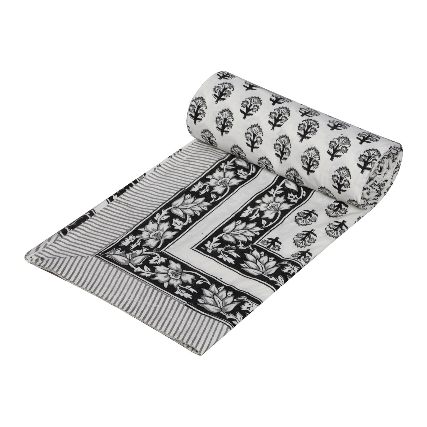 Cotton hand block printed king size bedsheet ( 100 x 108 inches)