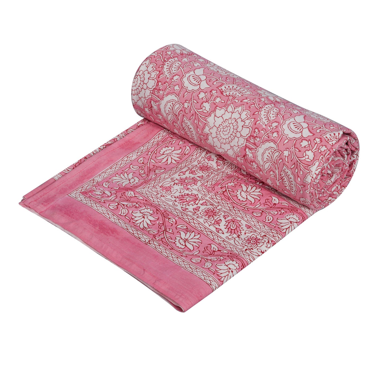 Cotton hand block printed king size bedsheet ( 100 x 108 inches)