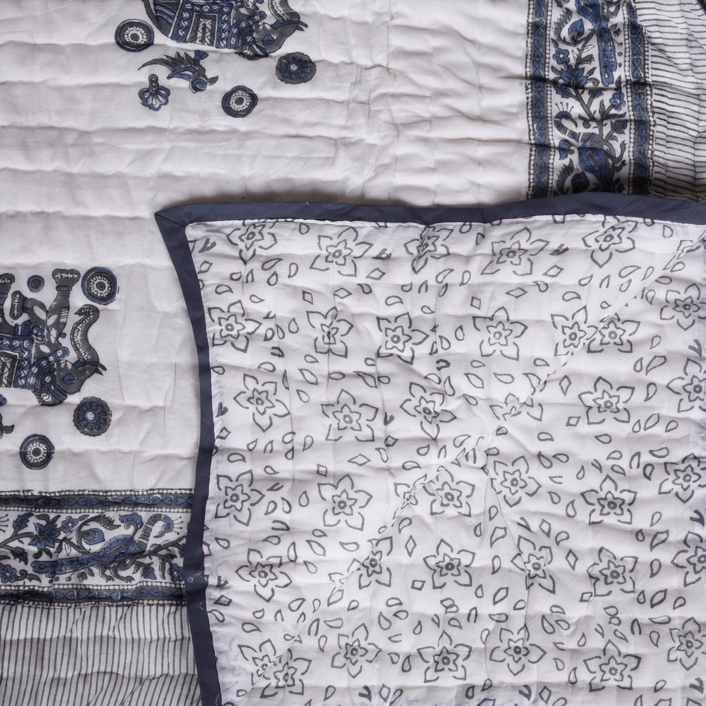 Single bed pure cotton block print quilt (Rajai) Winter blanket (60 x 90 Inches)