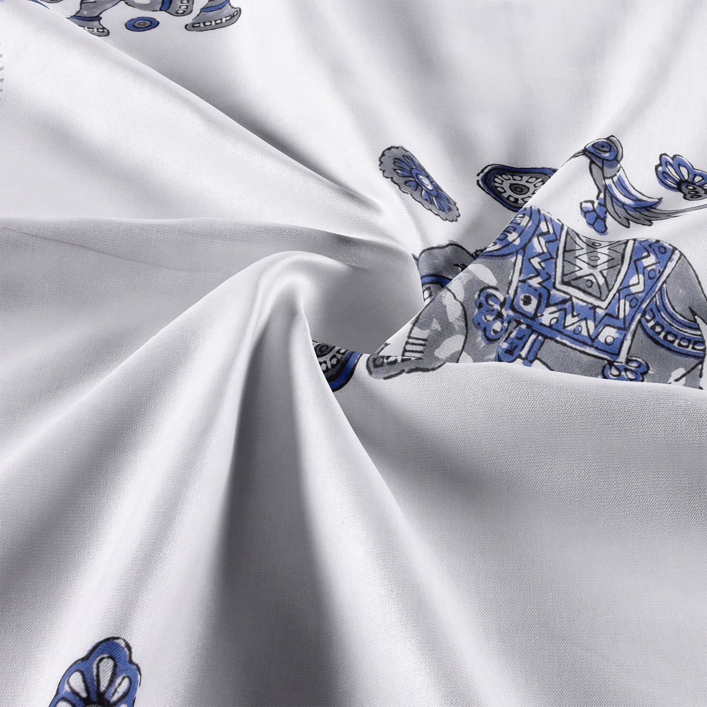 Cotton Blanket - Single Dohar ( 60 x 90 Inches) Blue Grey Elephant