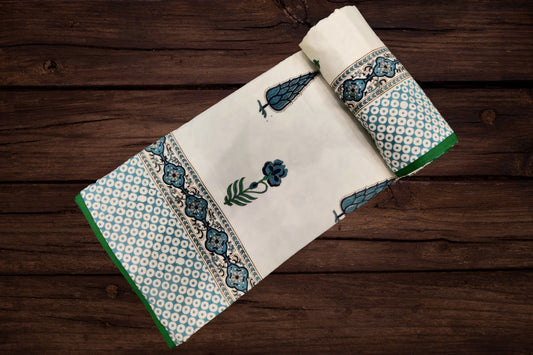 Cotton Blanket - Single Dohar ( 60 x 90 Inches) Dark Blue Palm