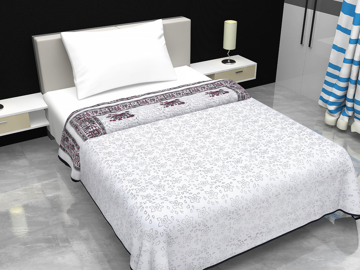 Cotton Blanket - Single Dohar ( 60 x 90 Inches) Grey-Elephant