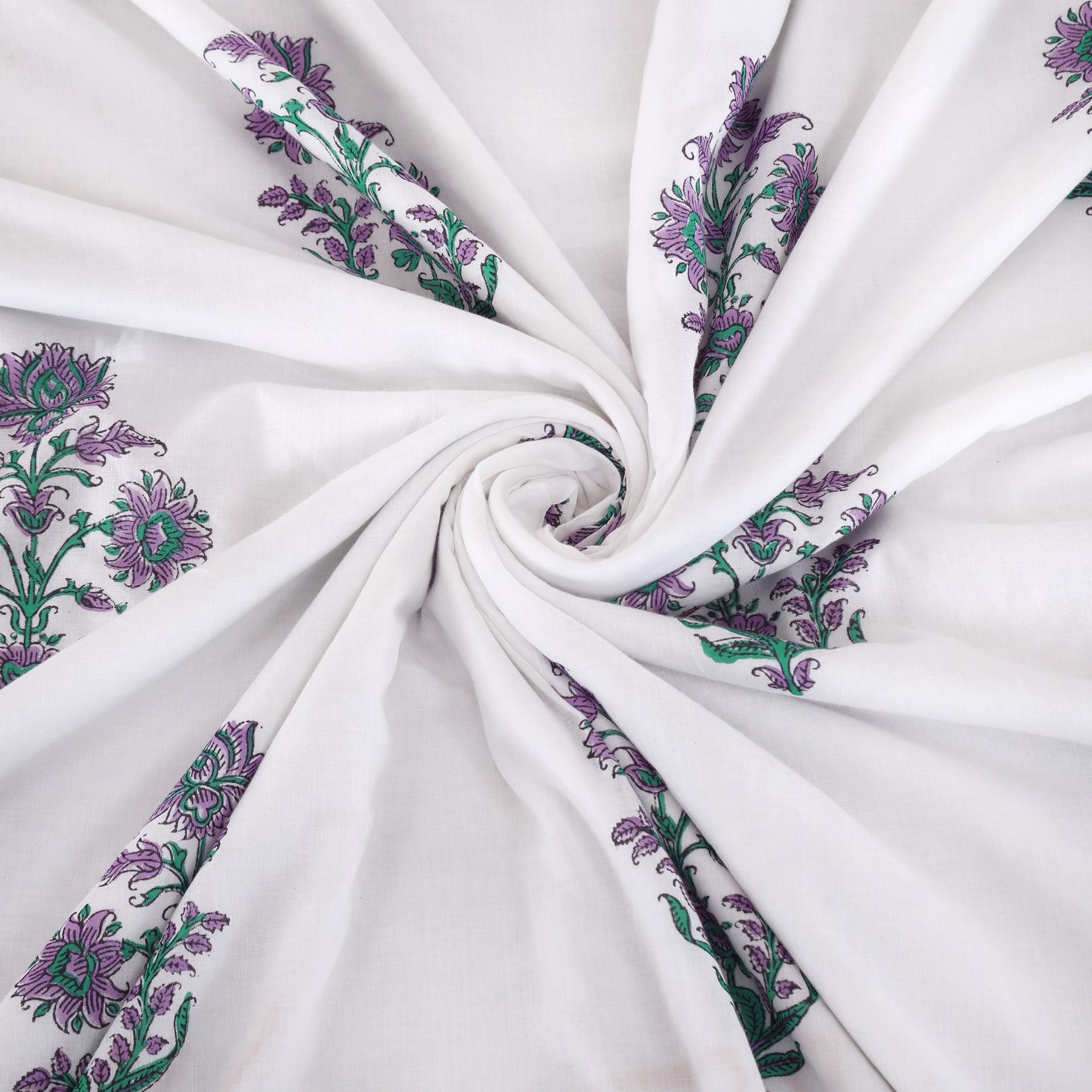 Cotton Blanket - Single Dohar ( 60 x 90 Inches) Green Purple Bouquet
