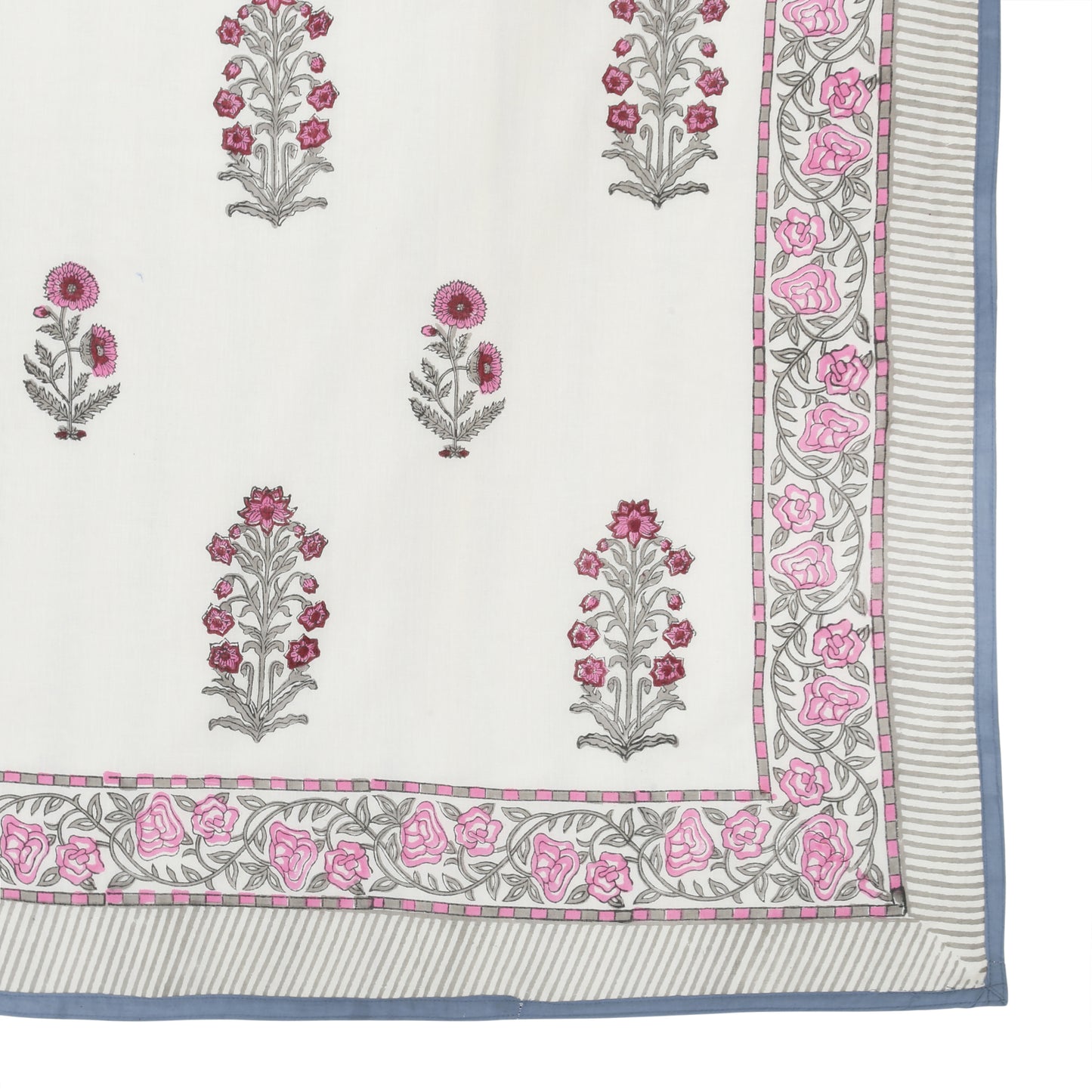 Cotton Blanket - Single Dohar ( 60 x 90 Inches) Pink Grey Plant