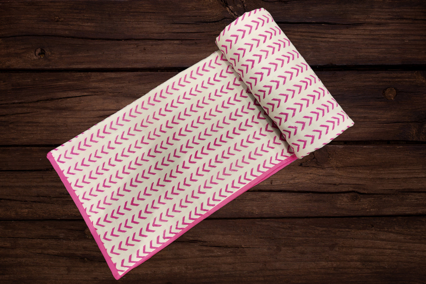 Cotton Blanket - Single Dohar ( 60 x 90 Inches) Orange-Pink Floral
