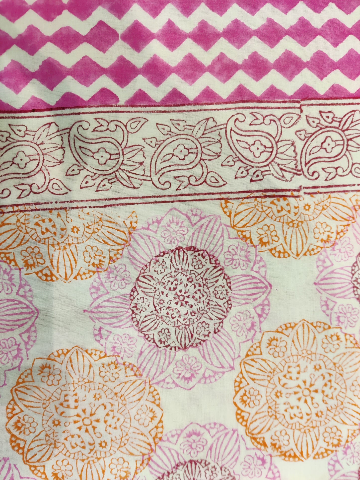 Cotton Blanket - Single Dohar ( 60 x 90 Inches) Orange-Pink Floral
