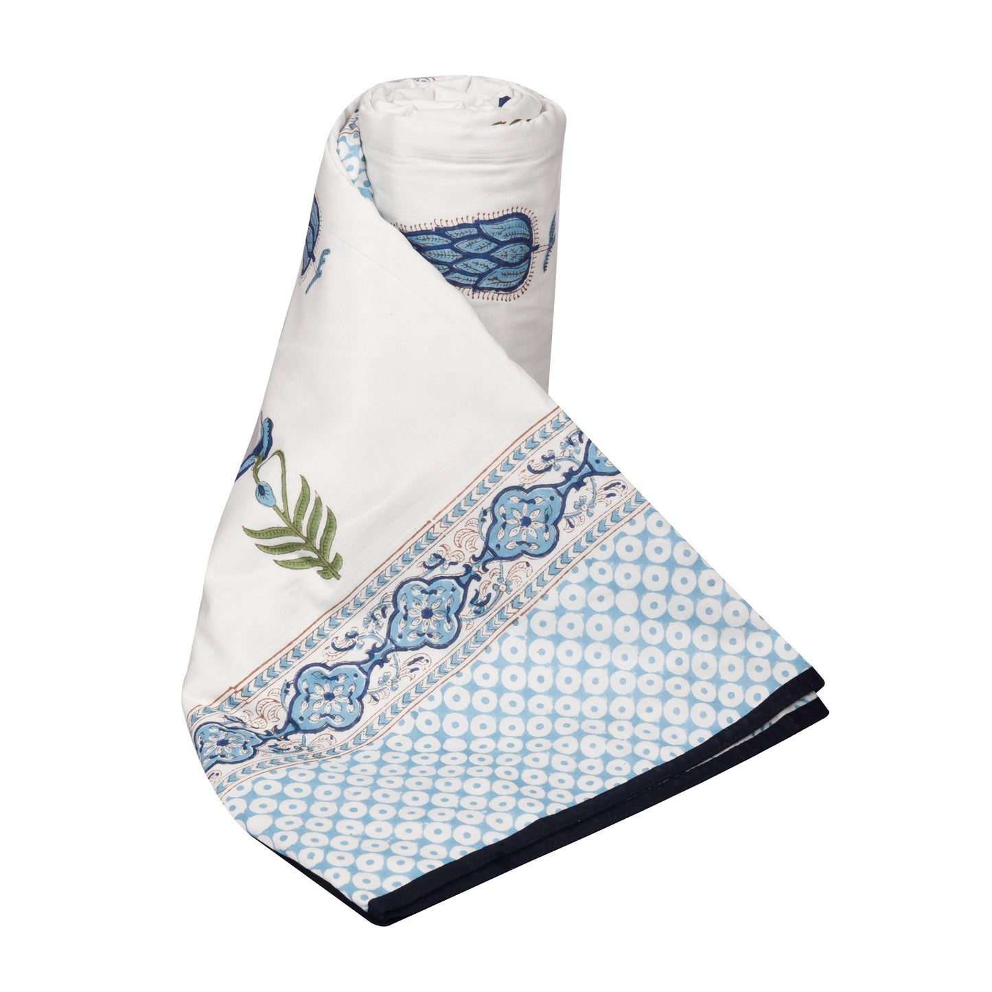 Cotton Blanket - Single Dohar ( 60 x 90 Inches) Dark Blue Palm