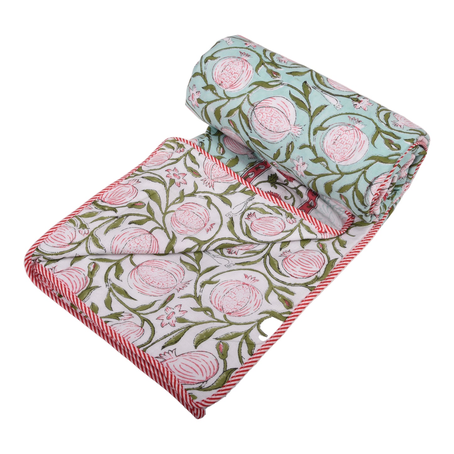 Cotton Blanket - Single Dohar ( 60 x 90 Inches) Red Green Anar