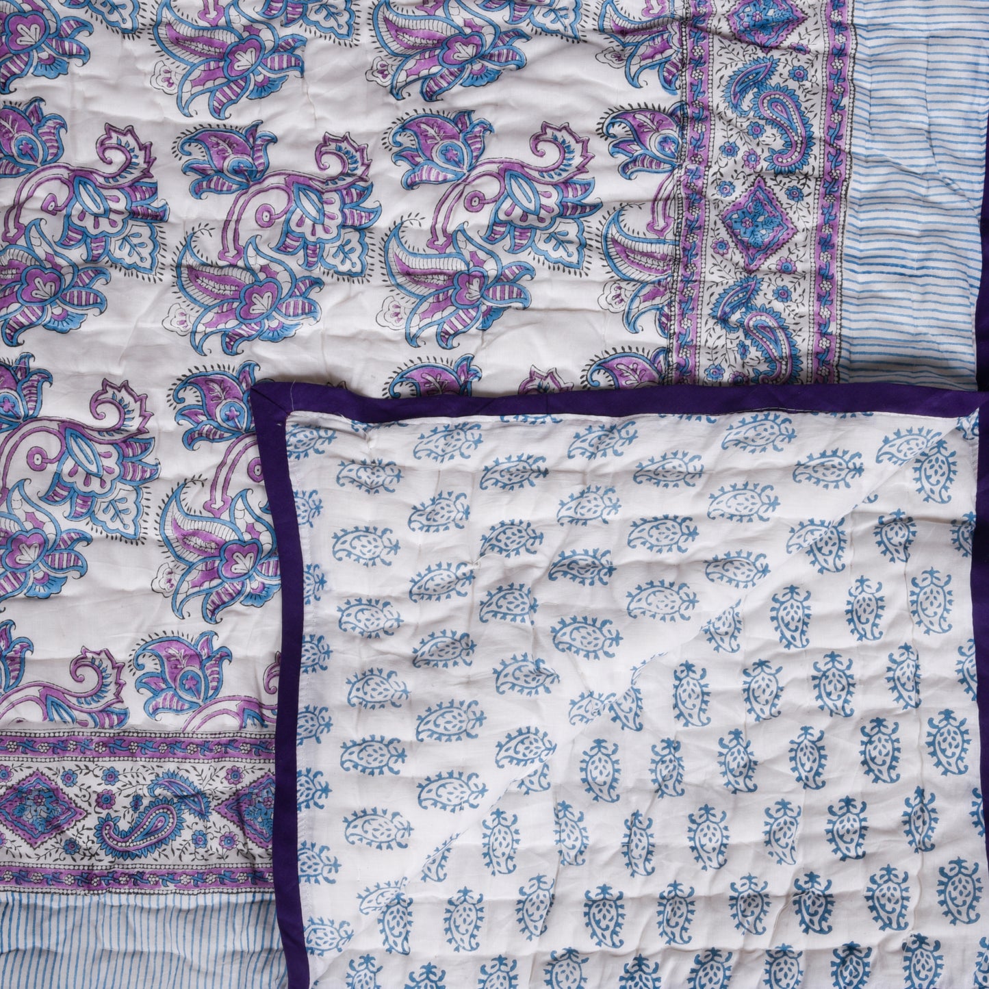 Single bed pure cotton block print quilt (Rajai) Winter blanket (60 x 90 Inches)