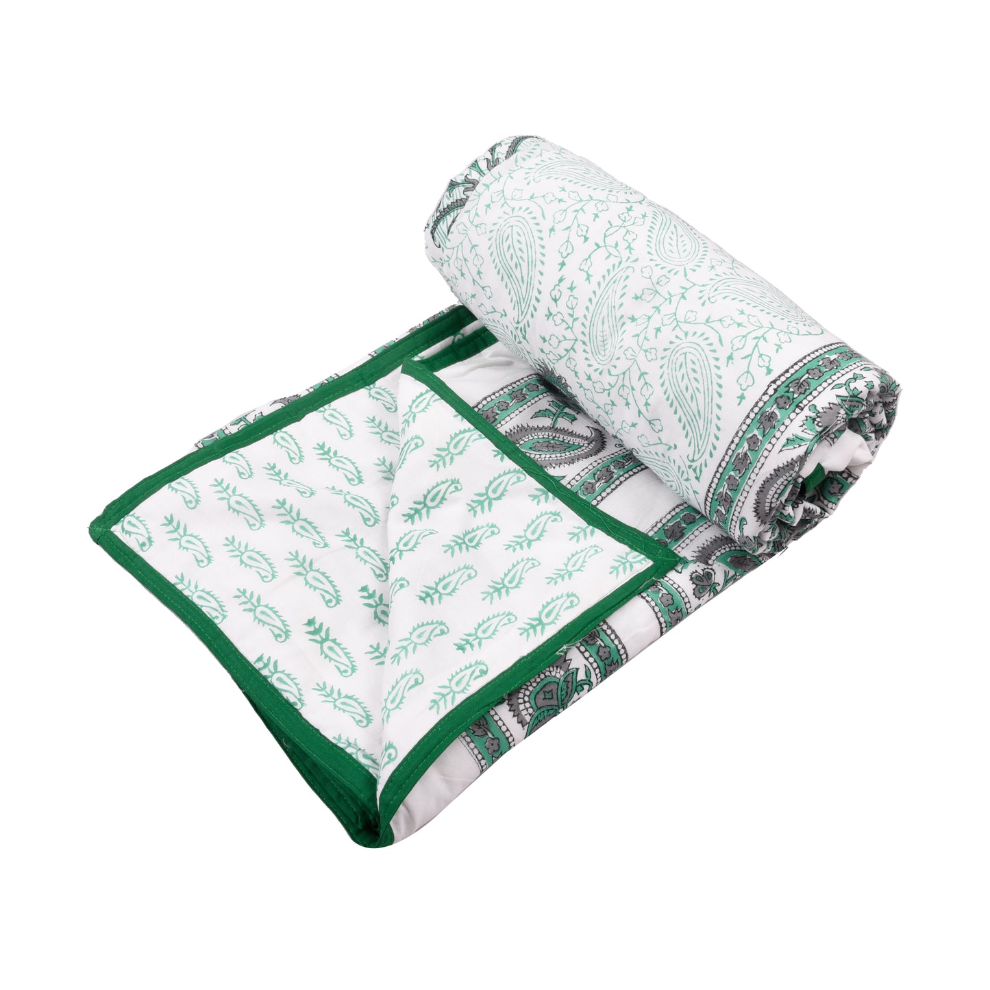 Cotton Blanket - Single Dohar ( 60 x 90 Inches) Green Bouquet