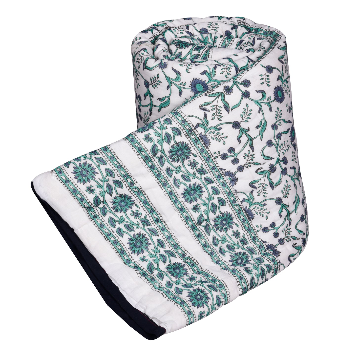 Single bed pure cotton block print quilt (Rajai) Winter blanket (60 x 90 Inches)