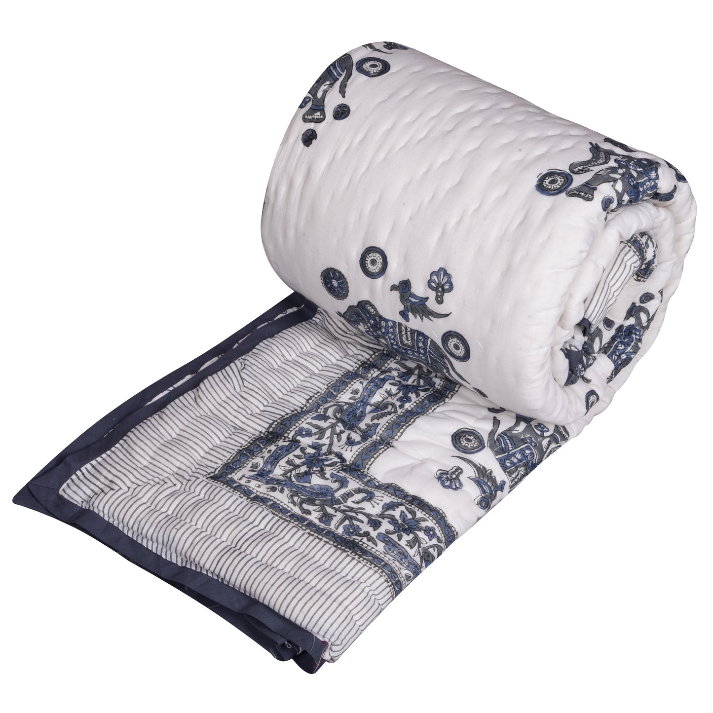 Single bed pure cotton block print quilt (Rajai) Winter blanket (60 x 90 Inches)