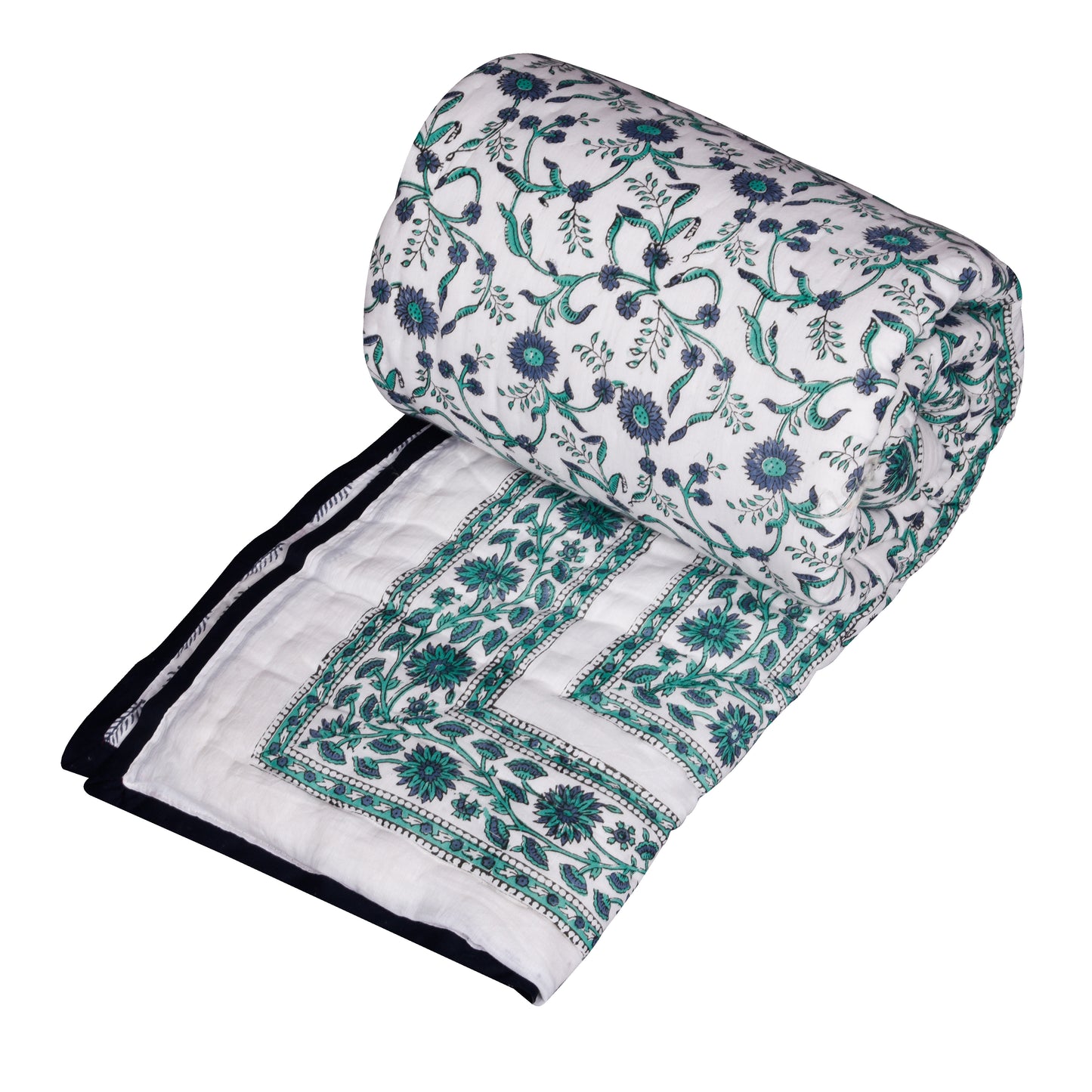 Single bed pure cotton block print quilt (Rajai) Winter blanket (60 x 90 Inches)
